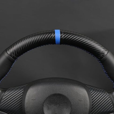 DIY Microfiber Leather Steering Wheel Cover with Matte Carbon Fiber Design and Marker，Sew On Steering Wheel Wrap,Universal Size for Most Cars,Suvs,Trucks,Yellow in Kuwait