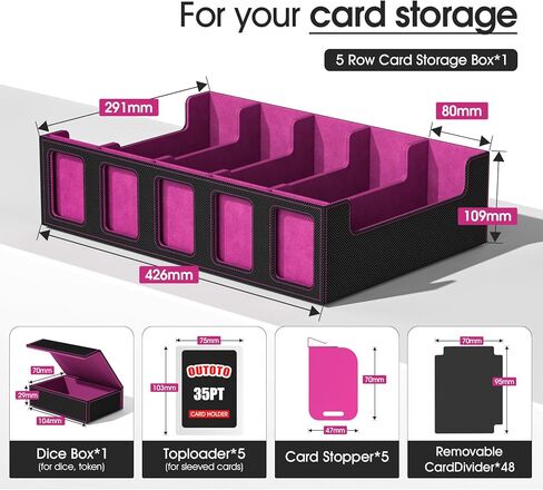 Card Deck Storage Box for Trading Cards 3000+MTG Deck Box with 12 Colorful Divider Tabs, Card Supporters PU Leather Trading Card Storage with Viewing Windows Fits for Magic Game Cards (Black Gray) in Saudi Arabia