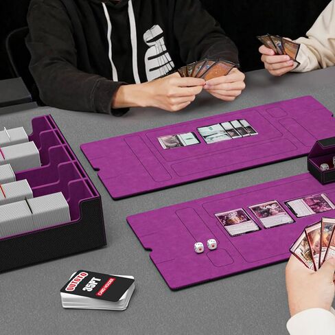 Card Deck Storage Box for Trading Cards 3000+MTG Deck Box with 12 Colorful Divider Tabs, Card Supporters PU Leather Trading Card Storage with Viewing Windows Fits for Magic Game Cards (Black Gray) in Saudi Arabia
