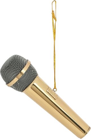 Broadway Gifts Co Polished Gold Tone Microphone - 3" Brass Hanging Ornament - Microphone Ornament - Gifts for Musicians & Singers in Saudi Arabia