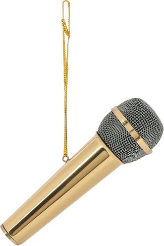 Broadway Gifts Co Polished Gold Tone Microphone - 3" Brass Hanging Ornament - Microphone Ornament - Gifts for Musicians & Singers in Saudi Arabia