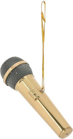 Broadway Gifts Co Polished Gold Tone Microphone - 3" Brass Hanging Ornament - Microphone Ornament - Gifts for Musicians & Singers in Saudi Arabia
