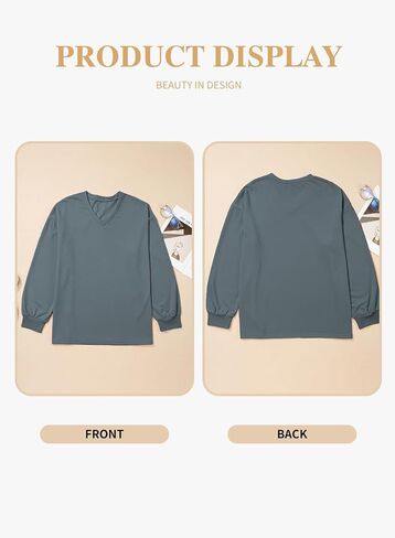 eytino plus sweatshirts للنساء الضخمات V الرقبة طويلة الأكمام طويلة الأكمام 2025 ملابس أزياء الخريف (1x-5x) in Saudi Arabia