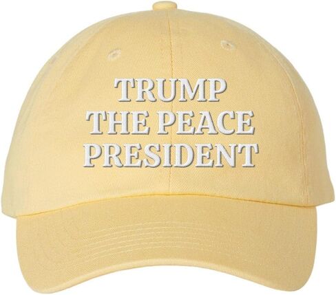 TeesAndTankYou Trump The Peace President Embroidered Baseball Cap Adjustable Cotton Dad Hat in Saudi Arabia