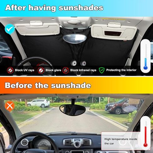 Car Windshield Sunshade for Smart Fortwo/Forfour 453/451/450 (2009-2016) - Foldable Reflective Sun Visor Protector, UV Rays & Heat Shield, Custom Fit Front Window Sunshade (Silver - Memory Wire) in Saudi Arabia