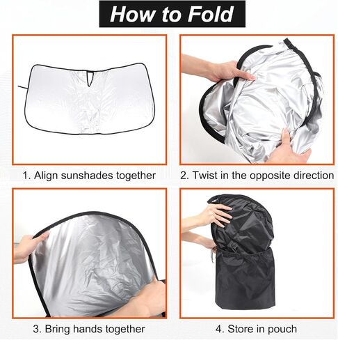 Car Windshield Sunshade for Smart Fortwo/Forfour 453/451/450 (2009-2016) - Foldable Reflective Sun Visor Protector, UV Rays & Heat Shield, Custom Fit Front Window Sunshade (Silver - Memory Wire) in Saudi Arabia