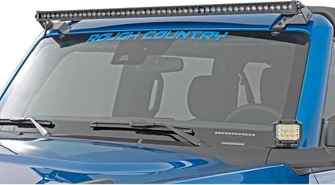 طقم شريط إضاءة LED مقاس 50 بوصة من Rough Country لسيارة Ford Bronco (2021-2025) - حامل الزجاج الأمامي العلوي، سلسلة طيف 480 وات، 43,200 لومن، بقعة كومبو وشعاع فيضان in Saudi Arabia