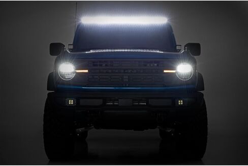 طقم شريط إضاءة LED مقاس 50 بوصة من Rough Country لسيارة Ford Bronco (2021-2025) - حامل الزجاج الأمامي العلوي، سلسلة طيف 480 وات، 43,200 لومن، بقعة كومبو وشعاع فيضان in Saudi Arabia