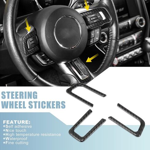 X AUTOHAUX 3pcs Car Carbon Fiber Steering Wheel Sticker Interior Trim Accessories for Ford for Mustang 2015-2020 Black in Saudi Arabia