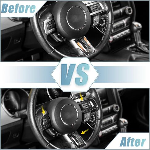 X AUTOHAUX 3pcs Car Carbon Fiber Steering Wheel Sticker Interior Trim Accessories for Ford for Mustang 2015-2020 Black in Saudi Arabia