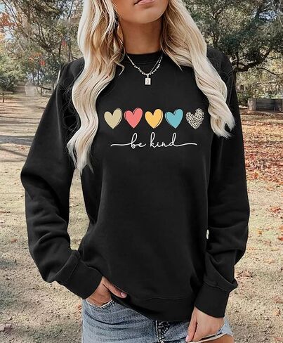 Women Long Sleeve Graphic Oversized Pullover Cute Drop Shloulder Sweatshirts in Saudi Arabia