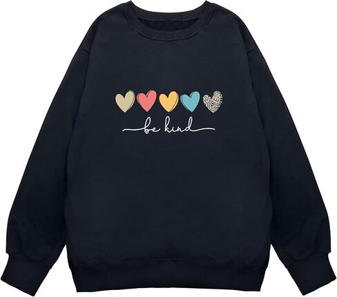 Women Long Sleeve Graphic Oversized Pullover Cute Drop Shloulder Sweatshirts in Saudi Arabia