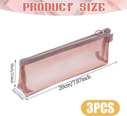 3 Pcs Mesh Makeup Brush Bag, Nylon Mesh Zipper Pouch Bags Portable Mesh Zipper Pouch Bags Mesh Makeup Bags with Zipper Mesh Makeup Brush Pouch for Travel Office Home Accessories in Saudi Arabia