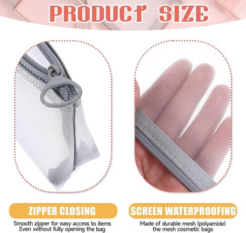 3 Pcs Mesh Makeup Brush Bag, Nylon Mesh Zipper Pouch Bags Portable Mesh Zipper Pouch Bags Mesh Makeup Bags with Zipper Mesh Makeup Brush Pouch for Travel Office Home Accessories in Saudi Arabia