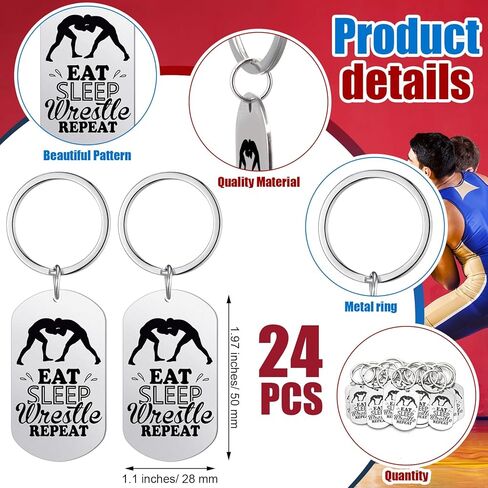 Quelay 24 قطعة سلسلة مفاتيح المصارعة ملهمة سلاسل المفاتيح المصارعة سحر حلقة رئيسية المصارعة هدايا عيد الميلاد السائبة للمصارعين ومشجعي المصارعة in Kuwait