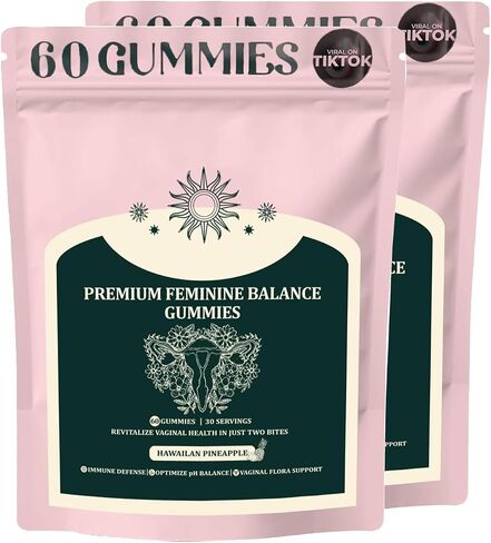 2Pack Premium Feminine Balance Gummies, Premium Vegan Supplment for Women Health & Wellness - Immune Support Gluten-Free - Hawaiian Pineapple - 120 Gummies - 60 Servings in Saudi Arabia
