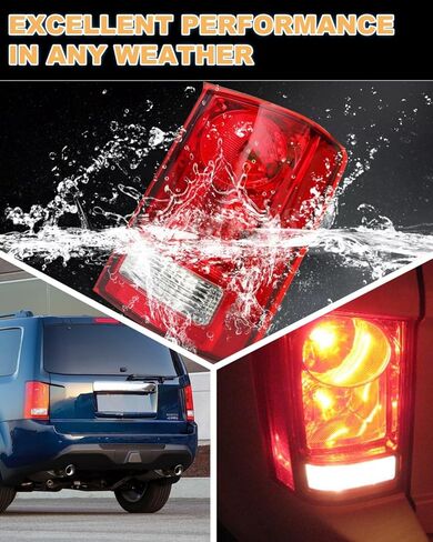 Tail Lights Compatible with Honda Pilot 2009 2010 2011 2012 2013 2014 2015 Driver and Passenger Side Rear Lamps (OE Red) in Kuwait