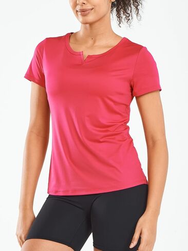 Women's V Neck Short Sleeve Athletic Shirts Yoga T-Shirt Activewear Quick Dry Workout Tops in Saudi Arabia