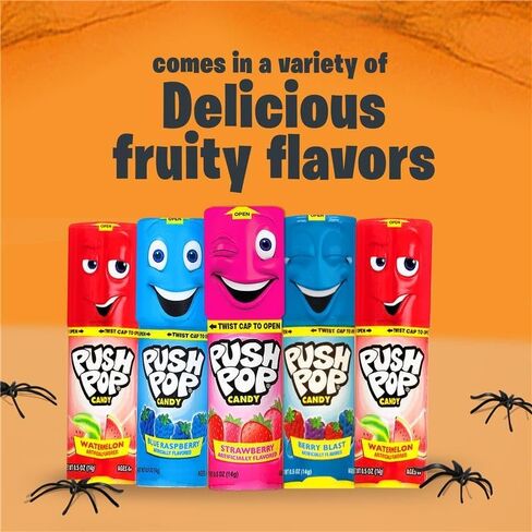 Push Pop Candy Lollipops - Individually Wrapped Variety Candy Party Pack - 10 Count Lollipops in Assorted Fruity Flavors - Fun Candy for Gifts, Celebrations, Party Favors, Gift Baskets, & Birthdays in Saudi Arabia