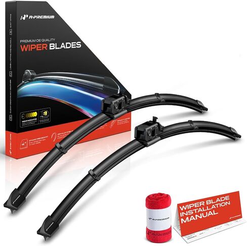 A-Premium Pack of 2 Windshield Wiper Blades with Wear Indicator & Towel - Compatible with Mercedes-Benz C257 series CLS53 AMG, CLS450, 2019-2023 - 24" and 22", MB Connector, Left and Right in Saudi Arabia