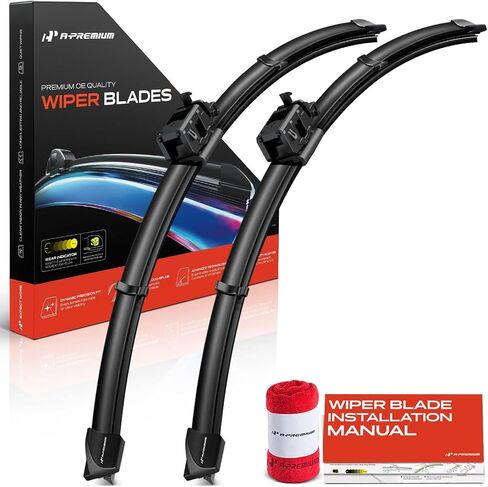 A-Premium Pack of 2 Windshield Wiper Blades with Wear Indicator & Towel - Compatible with Mercedes-Benz C257 series CLS53 AMG, CLS450, 2019-2023 - 24" and 22", MB Connector, Left and Right in Saudi Arabia