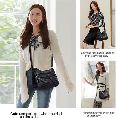 Triple Zip Crossbody Bags for Women Multiple Pockets Bag Ladies houlder Handbags with in Saudi Arabia