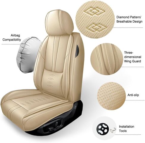 Car Seat Covers for Land Rover Discovery Sport 2015-2024 2025,Waterproof Leather Seat Covers 5-Seats Standard,Interior Accessories with Airbag,Seat Cover Sets for Discovery Sport(Beige) in Saudi Arabia