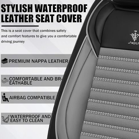 Car Seat Cover Fit for Honda Pilot 2003-2025 Breathable Waterproof Faux Leather Stylish Seat Covers, Non-Slip Easy to Install Automotive Car Seat Protector(Black&Gray,Front Set with Pillow) in Saudi Arabia