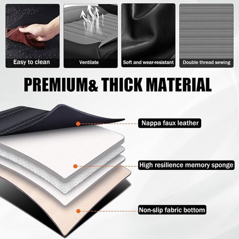 Car Seat Cover Fit for Honda Pilot 2003-2025 Breathable Waterproof Faux Leather Stylish Seat Covers, Non-Slip Easy to Install Automotive Car Seat Protector(Black&Gray,Front Set with Pillow) in Saudi Arabia