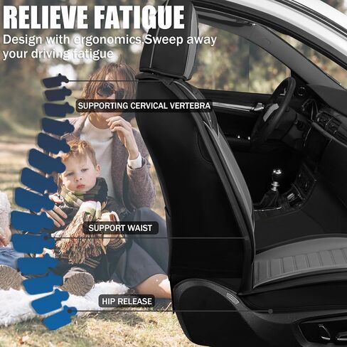 Car Seat Cover Fit for Honda Pilot 2003-2025 Breathable Waterproof Faux Leather Stylish Seat Covers, Non-Slip Easy to Install Automotive Car Seat Protector(Black&Gray,Front Set with Pillow) in Saudi Arabia