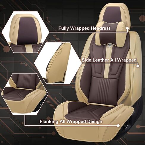 Luxury Car Seat Covers Fit for Volvo S60 2002-2025, Premium Leather Seat Protectors, Waterproof Non-Slip Seat Cover, All Weather Cover for Car Seat (2 Front Luxury,Beige) in Saudi Arabia