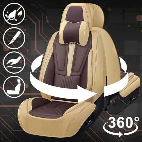 Luxury Car Seat Covers Fit for Volvo S60 2002-2025, Premium Leather Seat Protectors, Waterproof Non-Slip Seat Cover, All Weather Cover for Car Seat (2 Front Luxury,Beige) in Saudi Arabia
