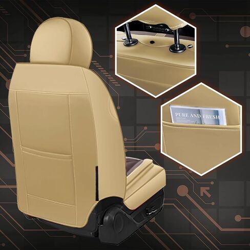 Luxury Car Seat Covers Fit for Volvo S60 2002-2025, Premium Leather Seat Protectors, Waterproof Non-Slip Seat Cover, All Weather Cover for Car Seat (2 Front Luxury,Beige) in Saudi Arabia