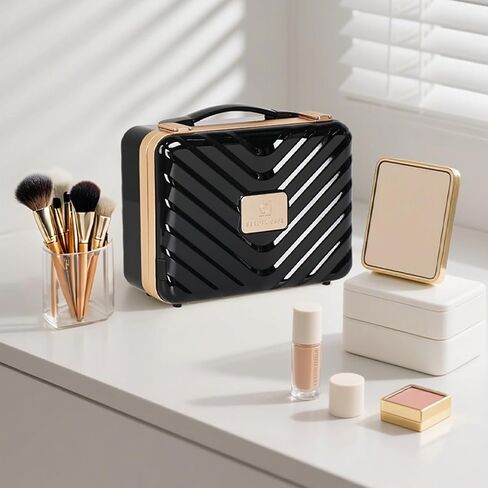 حقيبة مكياج BEAUTY CASE مع مرآة LED 4K، حقيبة تنظيم مستحضرات التجميل بغطاء صلب ABS مقاوم للصدمات مقاس 12 بوصة، صندوق مستحضرات تجميل محمول للسفر مع إطار من الألومنيوم، مشبك تثبيت، هدية للنساء والفتيات، وردي in Saudi Arabia