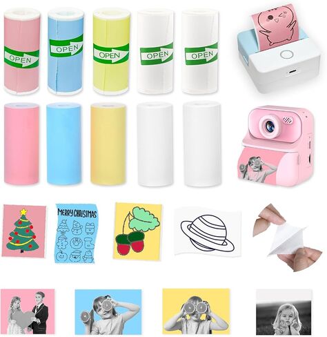 15 Rolls 2-in-1 Mini Praint Paper-9 لفات لزجة و 6 لفات عادية متوافقة مع طابعات M02/T02 (إزالة حامل الورق الداخلي) ، ورق ملصق حراري للصور والقوائم وملاحظات الدراسة و Scrapbooking in Kuwait