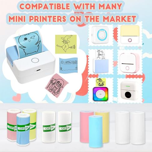 15 Rolls 2-in-1 Mini Praint Paper-9 لفات لزجة و 6 لفات عادية متوافقة مع طابعات M02/T02 (إزالة حامل الورق الداخلي) ، ورق ملصق حراري للصور والقوائم وملاحظات الدراسة و Scrapbooking in Kuwait