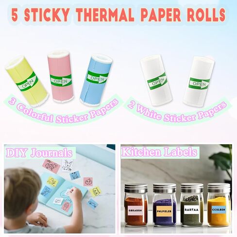 15 Rolls 2-in-1 Mini Praint Paper-9 لفات لزجة و 6 لفات عادية متوافقة مع طابعات M02/T02 (إزالة حامل الورق الداخلي) ، ورق ملصق حراري للصور والقوائم وملاحظات الدراسة و Scrapbooking in Kuwait