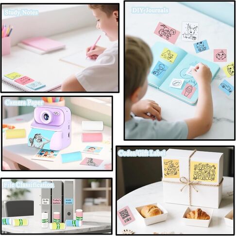 15 Rolls 2-in-1 Mini Praint Paper-9 لفات لزجة و 6 لفات عادية متوافقة مع طابعات M02/T02 (إزالة حامل الورق الداخلي) ، ورق ملصق حراري للصور والقوائم وملاحظات الدراسة و Scrapbooking in Kuwait
