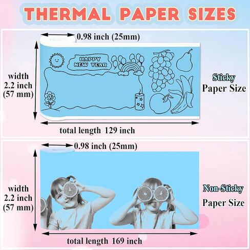 15 Rolls 2-in-1 Mini Praint Paper-9 لفات لزجة و 6 لفات عادية متوافقة مع طابعات M02/T02 (إزالة حامل الورق الداخلي) ، ورق ملصق حراري للصور والقوائم وملاحظات الدراسة و Scrapbooking in Kuwait