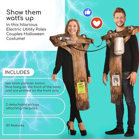 Rasta Imposta Electric Utility Poles Couples Halloween Costume Electricity Wires Power Lines Funny Dress Up Mens Womens Costumes, Adult One Size in Saudi Arabia