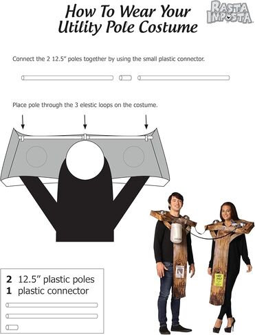 Rasta Imposta Electric Utility Poles Couples Halloween Costume Electricity Wires Power Lines Funny Dress Up Mens Womens Costumes, Adult One Size in Saudi Arabia