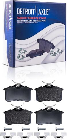 Detroit Axle - Rear Brake Kit for 1998-2003 Audi A6, 1998-2004 VW Passat, Disc Brake Rotors Ceramic Brake Pads w/Hardware 1999 2000 2001 2002 Replacement in Saudi Arabia