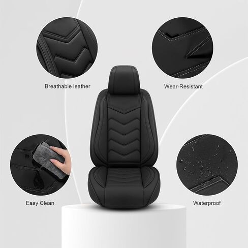 غطاء مقعد السيارة لسيارة فولفو C40 Recharge 2022-2024، مجموعة أغطية المقاعد الكاملة، غطاء مقعد مقاوم للماء غير قابل للانزلاق، أغطية مقاعد السيارة من جلد نابا المقاوم للتآكل. (قياسي 5 مقاعد/أسود نقي) in Kuwait