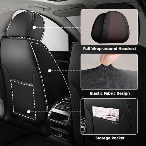 غطاء مقعد السيارة مناسب لسيارة Ford F350 2000-2025، غطاء مقعد مقاوم للماء ووسادة هوائية متوافقة، واقي مقعد السيارة من الداخل الفاخر (قياسي 5 مقاعد، أسود برتقالي) in Kuwait