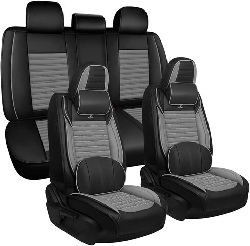 Seat Covers Full Set Custom Fit for Subaru XV Crosstrek 2013-2023, Deluxe Waterproof Car Seat Cover, Breathable and Comfortable Leather Cushion Cover, Auto Interior Accessories (Black Gray) in Saudi Arabia