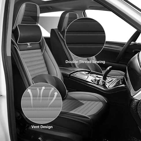 Seat Covers Full Set Custom Fit for Subaru XV Crosstrek 2013-2023, Deluxe Waterproof Car Seat Cover, Breathable and Comfortable Leather Cushion Cover, Auto Interior Accessories (Black Gray) in Saudi Arabia