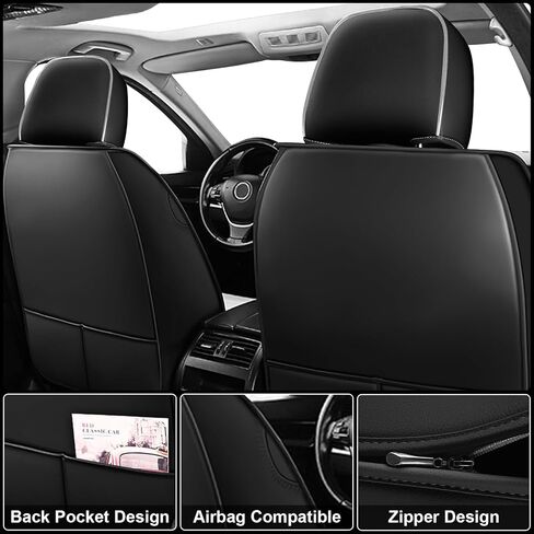 Seat Covers Full Set Custom Fit for Subaru XV Crosstrek 2013-2023, Deluxe Waterproof Car Seat Cover, Breathable and Comfortable Leather Cushion Cover, Auto Interior Accessories (Black Gray) in Saudi Arabia
