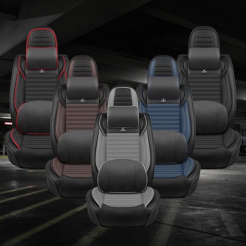 Seat Covers Full Set Custom Fit for Subaru XV Crosstrek 2013-2023, Deluxe Waterproof Car Seat Cover, Breathable and Comfortable Leather Cushion Cover, Auto Interior Accessories (Black Gray) in Saudi Arabia