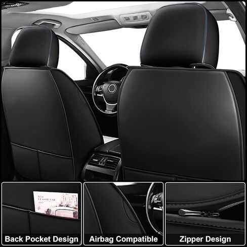 Seat Covers Full Set Custom Fit for Subaru XV Crosstrek 2013-2023, Deluxe Waterproof Car Seat Cover, Breathable and Comfortable Leather Cushion Cover, Auto Interior Accessories (Black Gray) in Saudi Arabia