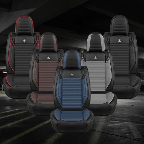 Seat Covers Full Set Custom Fit for Subaru XV Crosstrek 2013-2023, Deluxe Waterproof Car Seat Cover, Breathable and Comfortable Leather Cushion Cover, Auto Interior Accessories (Black Gray) in Saudi Arabia